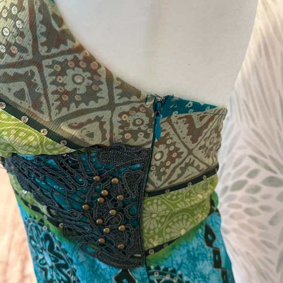 Vintage Bisou Bisou Michelle Bohbot Green Blue Halter Top Size XS - Picture 7 of 8